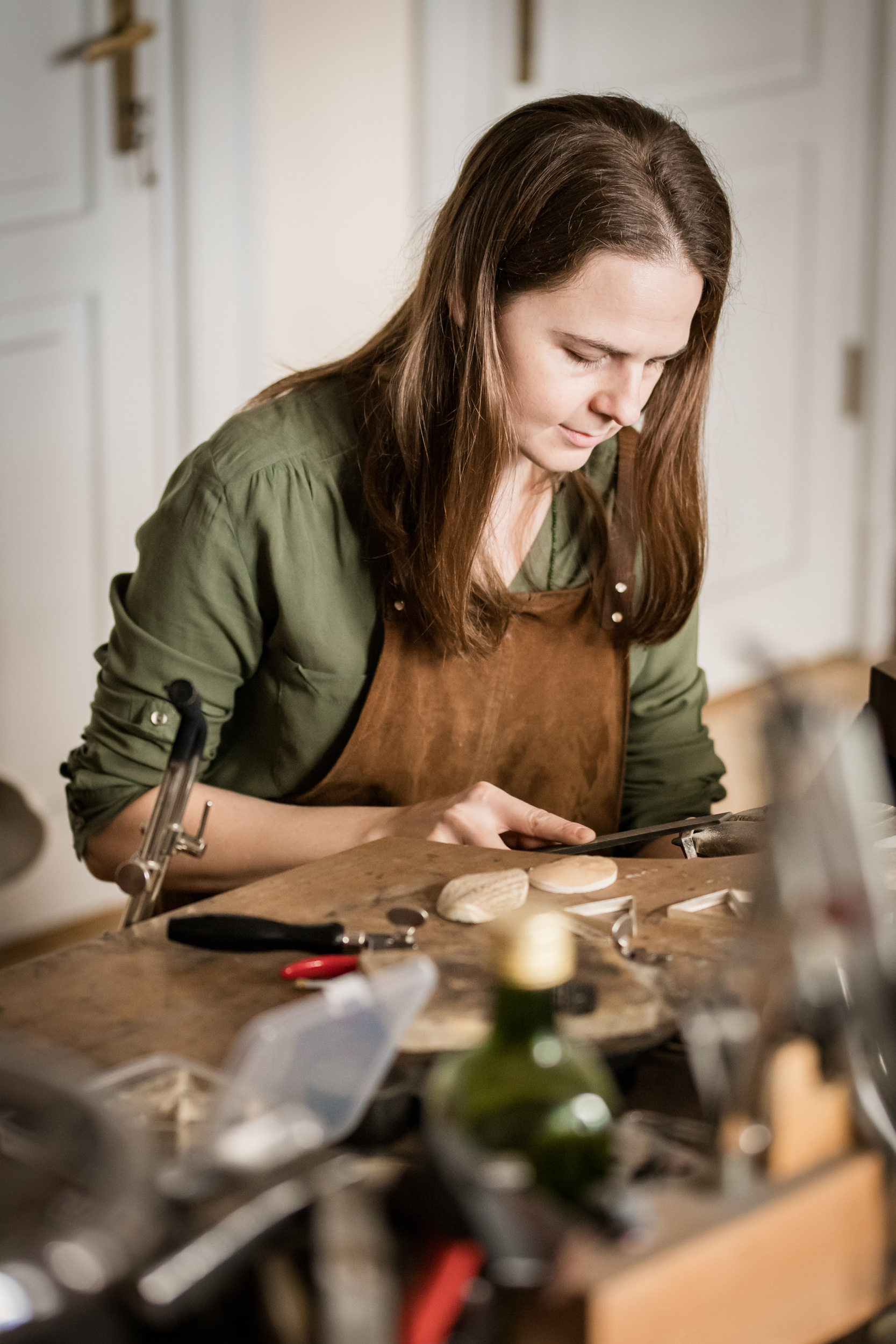 Sawing silver, working at the seatpost.