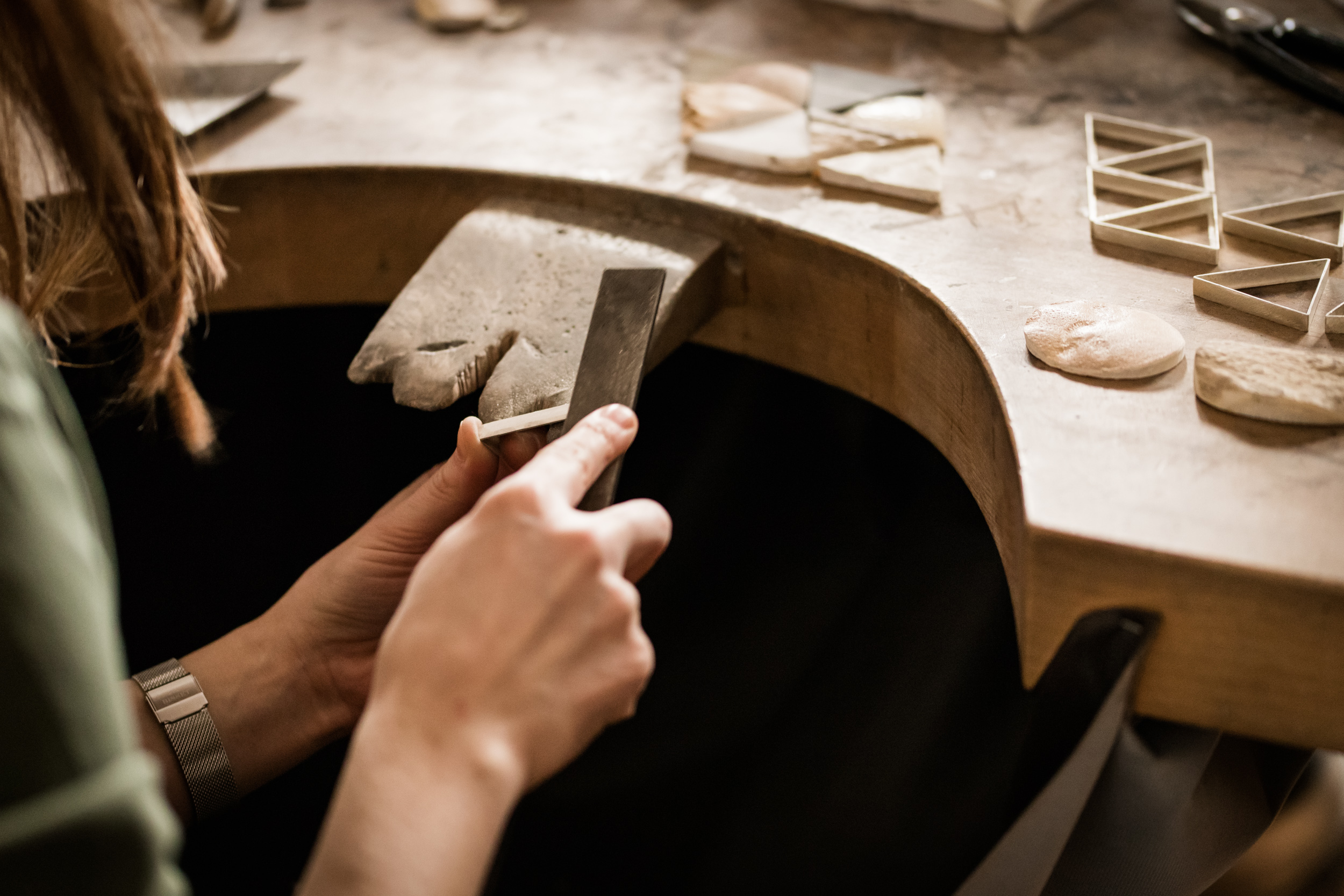 Sawing silver, working at the seatpost.