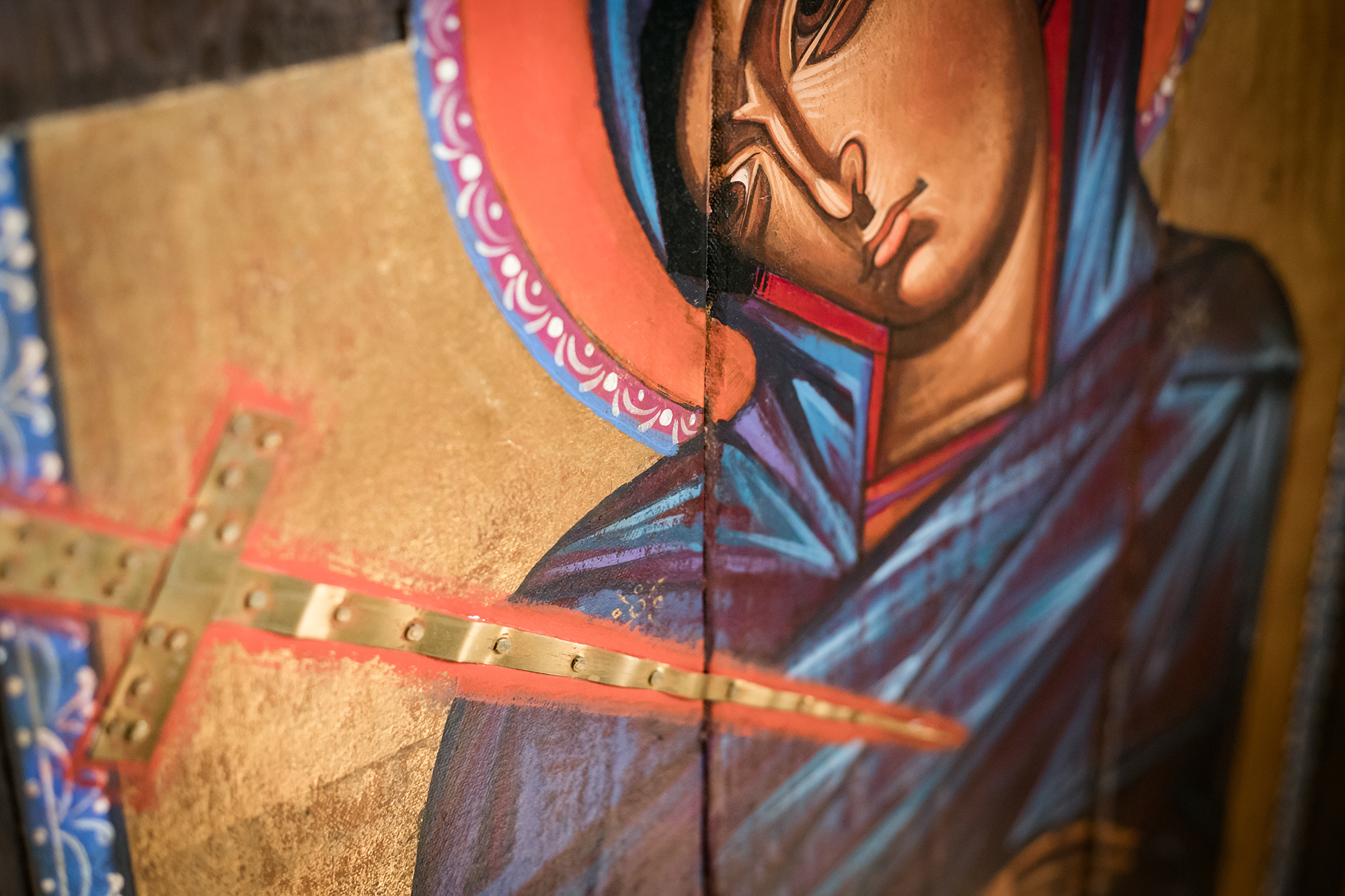 The sword on the image of Holy Mary.